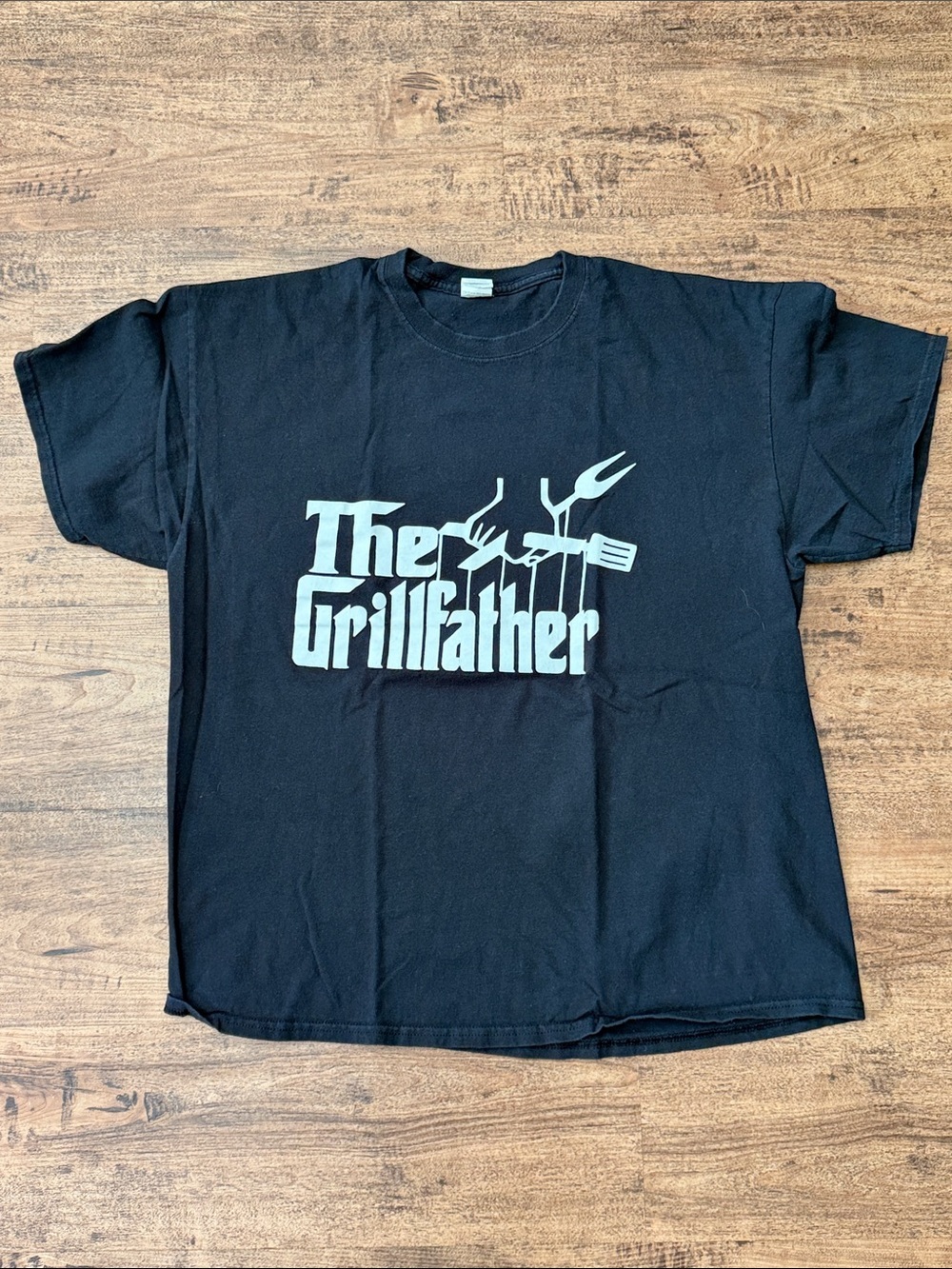 The Grillfather Graphic Tee - Black with White Print size xl